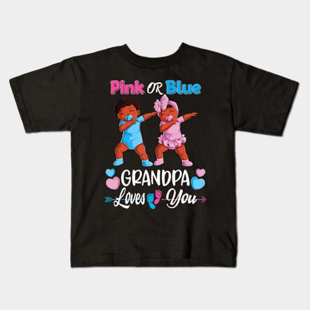 Pink Or Blue Grandpa Loves You Black Baby Gender Reveal Men Kids T-Shirt by Eduardo